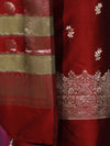 Banarasee Semi Katan Zari Work Salwar Kameez Fabric With Dupatta Set-Maroon