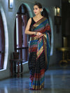 Banarasee Handloom Semi Silk Saree With Stripes Design-Multicolor