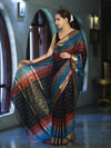 Banarasee Handloom Semi Silk Saree With Stripes Design-Multicolor