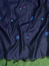 Banarasee Art Silk Salwar Kameez Fabric With Cotton Silk Dupatta Set-Mustard Yellow & Navy Blue