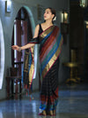 Banarasee Handloom Semi Silk Saree With Stripes Design-Multicolor