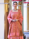 Banarasee Semi Katan Jamewar Weaving Salwar Kameez Fabric With Dupatta Set-Peach