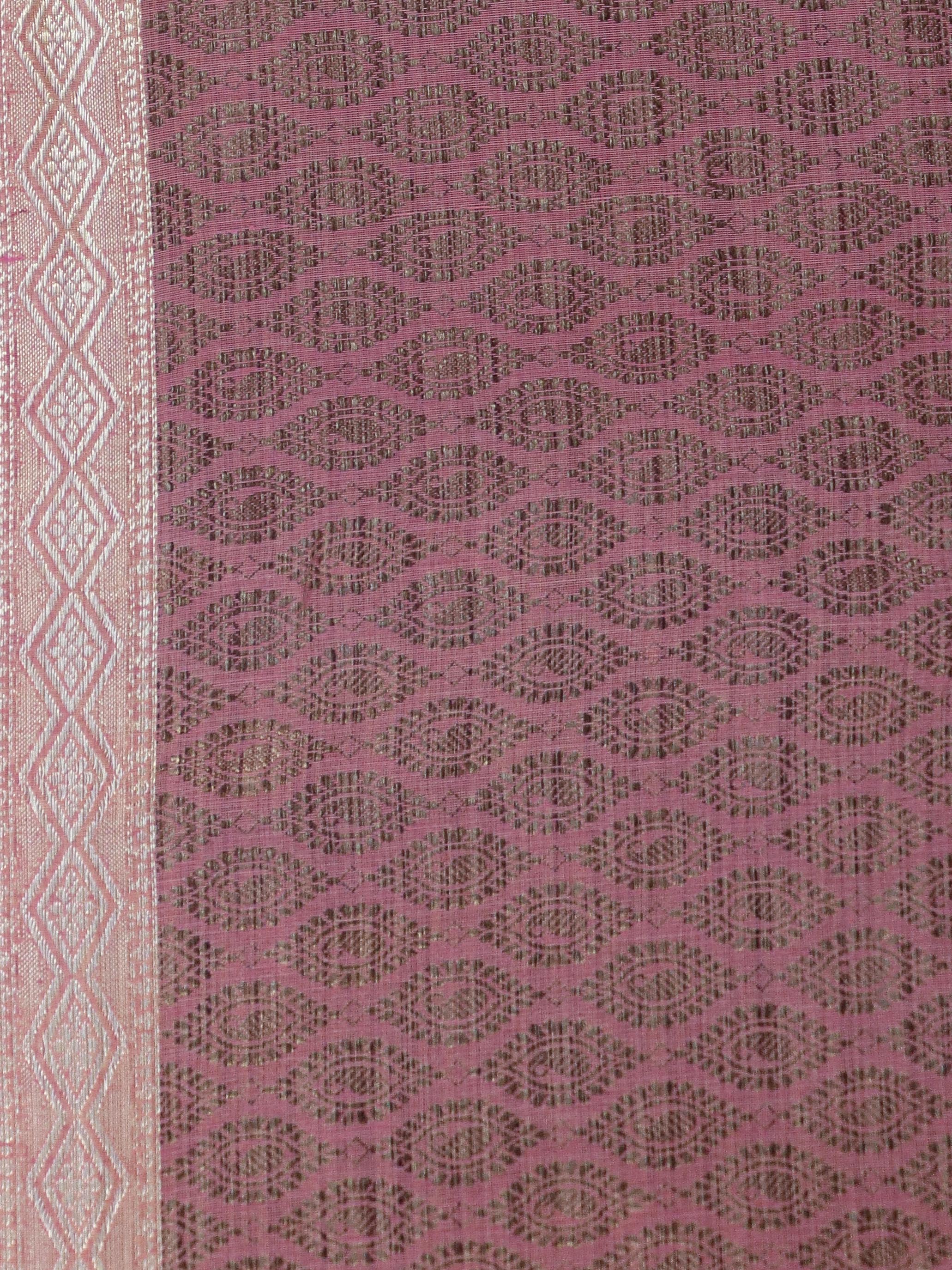 Banarasee Chanderi Cotton Silk Salwar Kameez Fabric With Cotton Silk Dupatta-Coral Pink