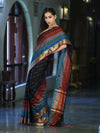 Banarasee Handloom Semi Silk Saree With Stripes Design-Multicolor