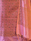 Banarasee Semi Katan Jamewar Weaving Salwar Kameez Fabric With Dupatta Set-Peach