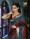 Banarasee Handloom Semi Silk Saree With Stripes Design-Multicolor