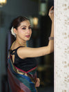 Banarasee Handloom Semi Silk Saree With Stripes Design-Multicolor