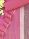 Banarasee Chanderi Cotton Silk Salwar Kameez Fabric With Cotton Silk Dupatta-Coral Pink