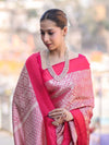 Banarasee Handloom Semi Katan Saree With Tanchoi Design-Pink