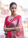 Banarasee Handloom Semi Katan Saree With Tanchoi Design-Pink