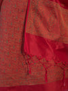 Banarasee Semi Katan Jamewar Weaving Salwar Kameez Fabric With Dupatta Set-Deep Red