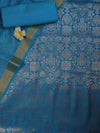 Banarasee Art Silk Salwar Kameez Fabric With Cotton Silk Dupatta Set-Sky Blue