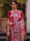Banarasee Handwoven Soft Semi Silk Saree With Shibori Design-Maroon & White