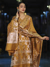 Banarasee Cotton Silk Zari Work Salwar Kameez Fabric With Dupatta Set-Mustard Yellow