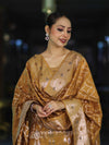 Banarasee Cotton Silk Zari Work Salwar Kameez Fabric With Dupatta Set-Mustard Yellow