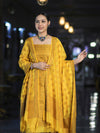 Banarasee Semi Katan Jamewar Weaving Salwar Kameez Fabric With Dupatta Set-Yellow
