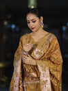 Banarasee Cotton Silk Zari Work Salwar Kameez Fabric With Dupatta Set-Mustard Yellow