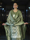 Banarasee Tissue Zari Work Salwar Kameez Fabric With Dupatta Set-Green