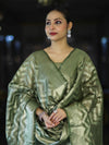 Banarasee Tissue Zari Work Salwar Kameez Fabric With Dupatta Set-Green