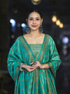 Banarasee Semi Katan Jamewar Weaving Salwar Kameez Fabric With Dupatta Set-Emerald Green