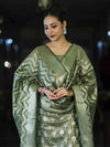 Banarasee Tissue Zari Work Salwar Kameez Fabric With Dupatta Set-Green