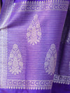 Banarasee Handloom Semi Silk Saree With Buta Design & Zari Border-Violet