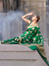 Banarasee Handloom Semi Katan Saree With Zari Buta Work & Border-Green