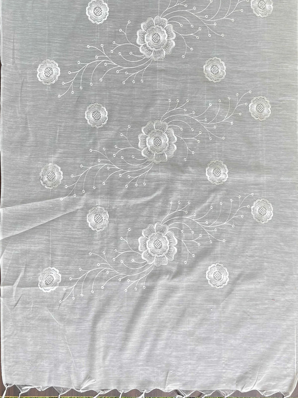 Banarasee Brocade Salwar Kameez Fabric With Cotton Silk Dupatta-Steel Blue & White