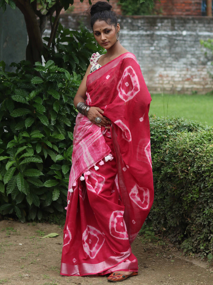 Red - Bhagalpuri Handloom Pure Linen Precut Fabric (70 CM)