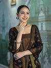 Banarasee Semi Katan Jamewar Weaving Salwar Kameez Fabric With Dupatta Set-Black