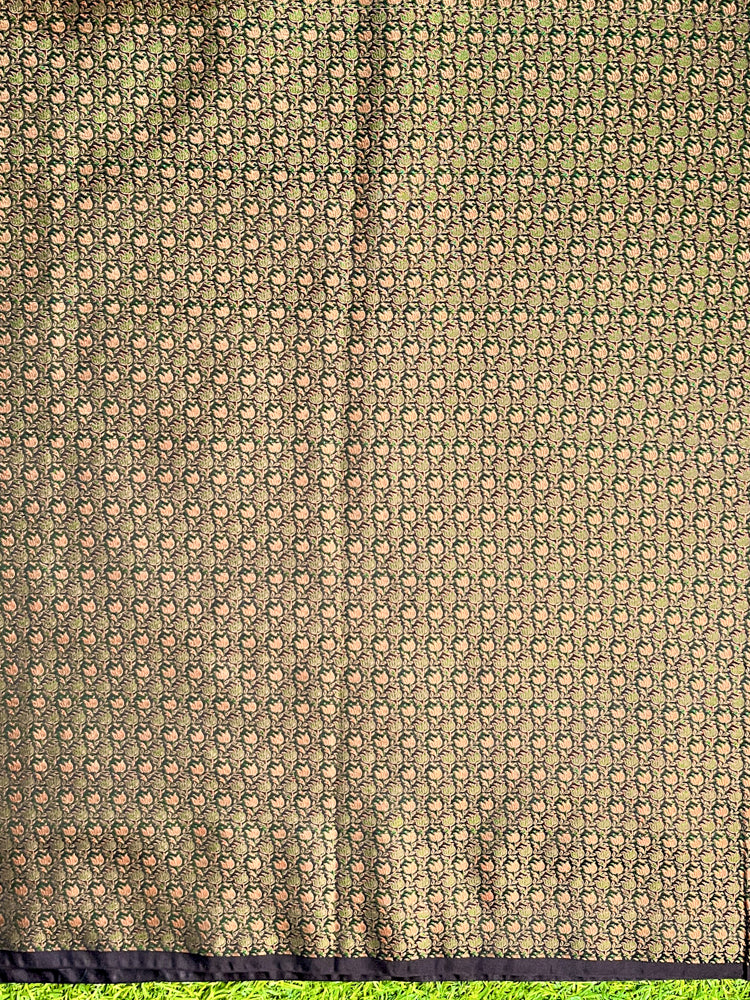 Banarasee Semi Katan Jamewar Weaving Salwar Kameez Fabric With Dupatta Set-Black