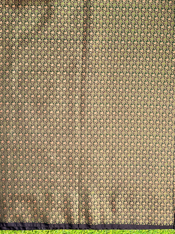 Banarasee Semi Katan Jamewar Weaving Salwar Kameez Fabric With Dupatta Set-Black