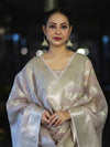 Banarasee Cotton Silk Kota Check Zari Work Salwar Kameez Fabric With Dupatta Set-Dusty Pink