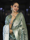 Banarasee Tissue Zari Work Salwar Kameez Fabric With Dupatta Set-Aqua Blue