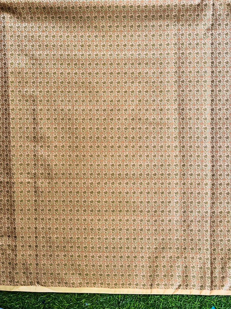 Banarasee Semi Katan Jamewar Weaving Salwar Kameez Fabric With Dupatta Set-Beige