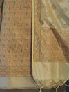 Banarasee Semi Katan Jamewar Weaving Salwar Kameez Fabric With Dupatta Set-Beige