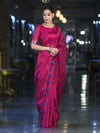 Banarasee Handwoven Tissue Saree With Handwoven Pearl Motifs-Pink