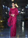 Banarasee Handwoven Tissue Saree With Handwoven Pearl Motifs-Pink