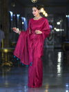 Banarasee Handwoven Tissue Saree With Handwoven Pearl Motifs-Pink