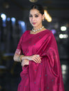 Banarasee Handwoven Tissue Saree With Handwoven Pearl Motifs-Pink
