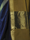 Banarasee Handloom Cotton Silk Plain Saree With Contrast Pallu & Border-Black & Gold