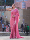 Banarasee Handwoven Shimmer Silk Saree With Lace-Pink