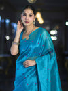 Banarasee Handwoven Tissue Saree With Handwoven Pearl Motifs-Blue