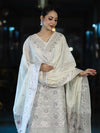 Banarasee Cotton Silk Zari Work Salwar Kameez Fabric With Dupatta Set-White