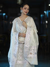 Banarasee Cotton Silk Zari Work Salwar Kameez Fabric With Dupatta Set-White