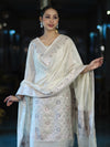 Banarasee Cotton Silk Zari Work Salwar Kameez Fabric With Dupatta Set-White