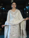 Banarasee Cotton Silk Zari Work Salwar Kameez Fabric With Dupatta Set-White