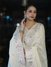 Banarasee Cotton Silk Zari Work Salwar Kameez Fabric With Dupatta Set-White