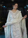 Banarasee Cotton Silk Zari Work Salwar Kameez Fabric With Dupatta Set-White