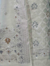 Banarasee Cotton Silk Zari Work Salwar Kameez Fabric With Dupatta Set-White